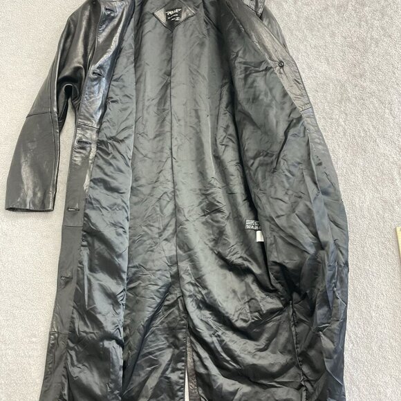 Vintage Pelle Women's M Genuine Leather Long Black Coat - Picture 10 of 11